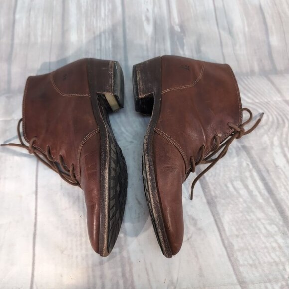 Frye Brown Leather Lace-Up Ankle Boots – Women’s Size 7.5M - Picture 6 of 11